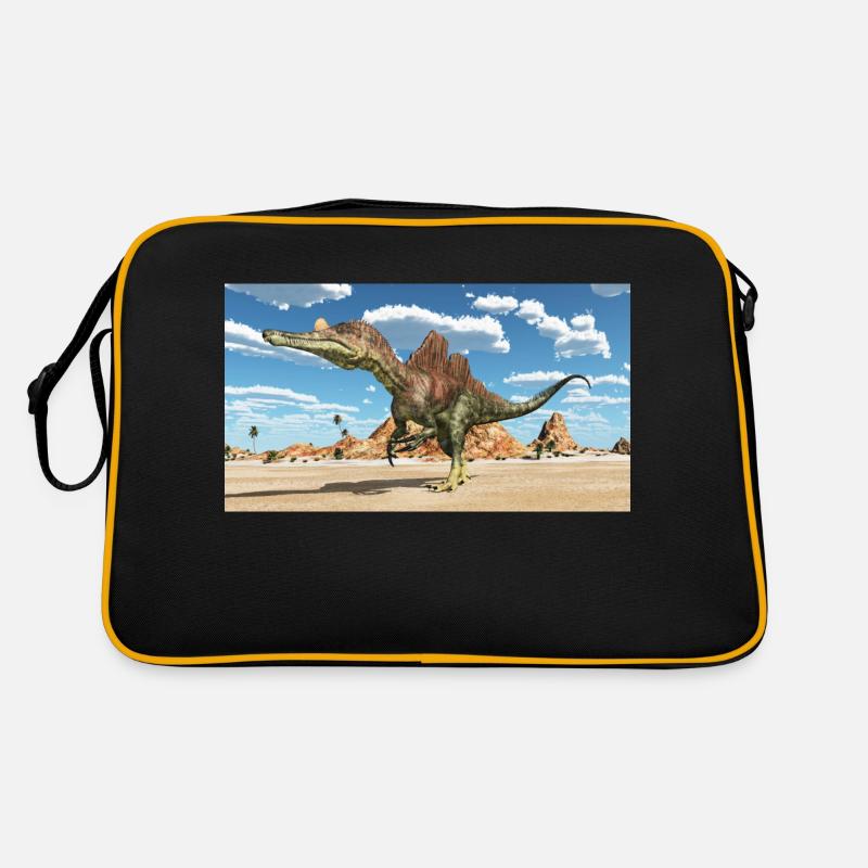 Dinosaurier Ichthyovenator in einer Landschaft Retro Tasche