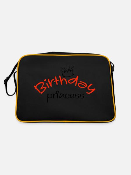 happy birtday princess - Geburtstagsshirt - Retro Tasche - Schwarz/Gold - Hinten