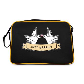 Just Married Hochzeit - Retro Tasche - Schwarz/Gold - Hinten
