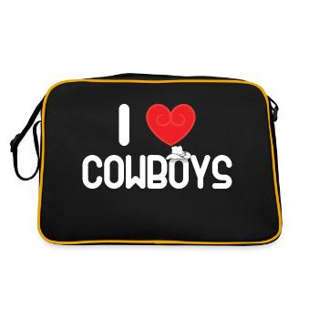 I Love Cowboys I Heart Cowboys - Retro Tasche - Schwarz/Gold - Hinten