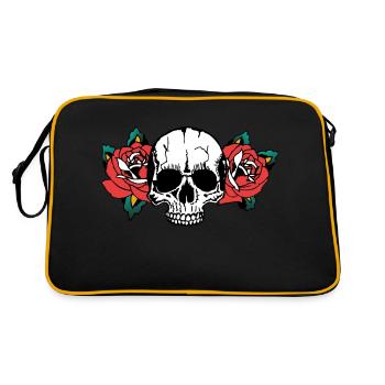 fleur rose crane old school tattoo tete de mort - Sac Retro - noir/or - Dos