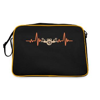 Heartbeat Idee für Biker - Retro Tasche - Schwarz/Gold - Hinten