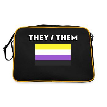 They Them Non Binary Pronouns Flag - Retro Bag - black/gold - Back