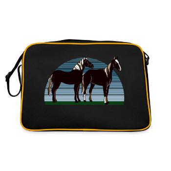 Pferde - Retro Tasche - Schwarz/Gold - Hinten