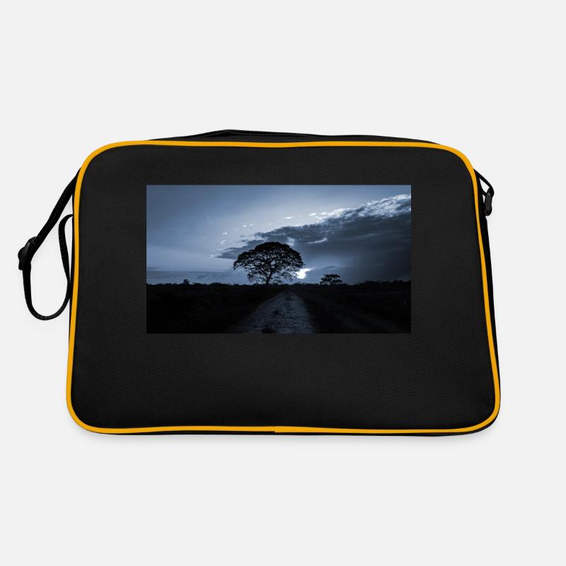 blauer Sonnenuntergang Retro Tasche