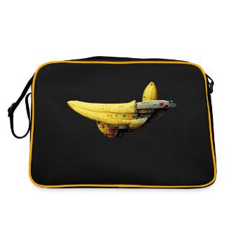 Bananen Raumschiff - Retro Tasche - Schwarz/Gold - Hinten