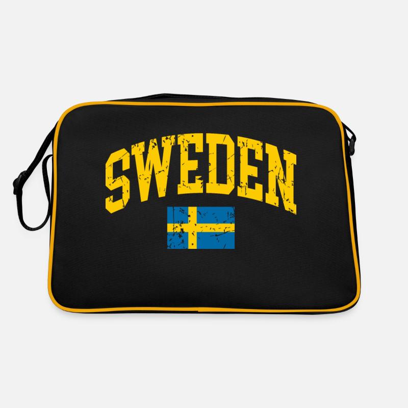 schweden flagge - Retro Tasche - Schwarz/Gold