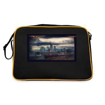 Frankfurt am Main von Baustelle bis Skyline - Retro Tasche - Schwarz/Gold - Hinten