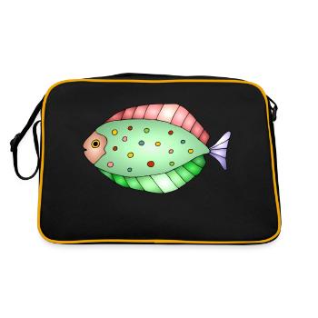 Fisch - Retro Tasche - Schwarz/Gold - Hinten