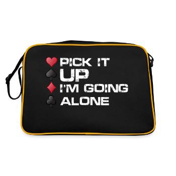 Pick it Up I'm Going Alone | Playing Cards - Retro Tasche - Schwarz/Gold - Hinten