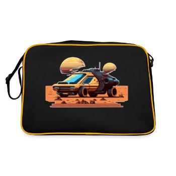 Auto auf dem Mars im retro 8-Bit Videospiel look - Retro Tasche - Schwarz/Gold - Hinten