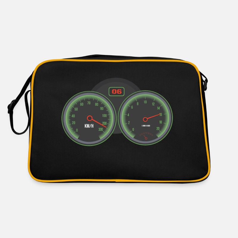 Motorrad Tachometer - Retro Tasche - Schwarz/Gold