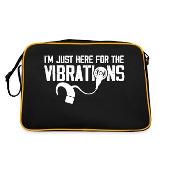 Im just here for the vibrations Design for a deaf - Retro Tasche - Schwarz/Gold - Hinten