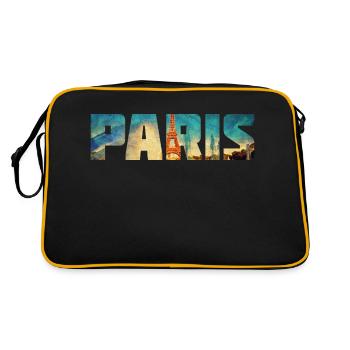 Frankreich Paris Franzose Französisch - Retro Tasche - Schwarz/Gold - Hinten