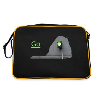 Le feu de circulation brille en vert devant le gris - Sac Retro - noir/or - Dos