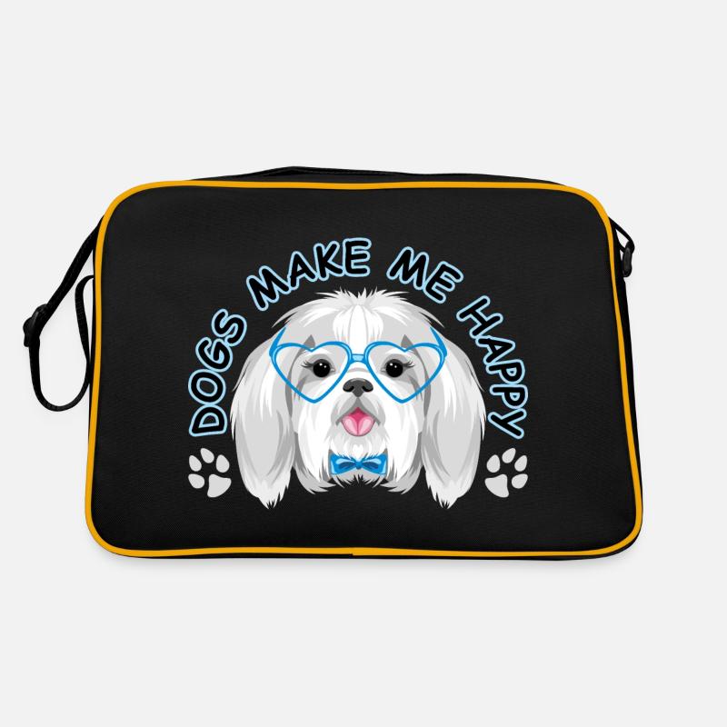 Les chiens me rendent heureux - Sac Retro - noir/or