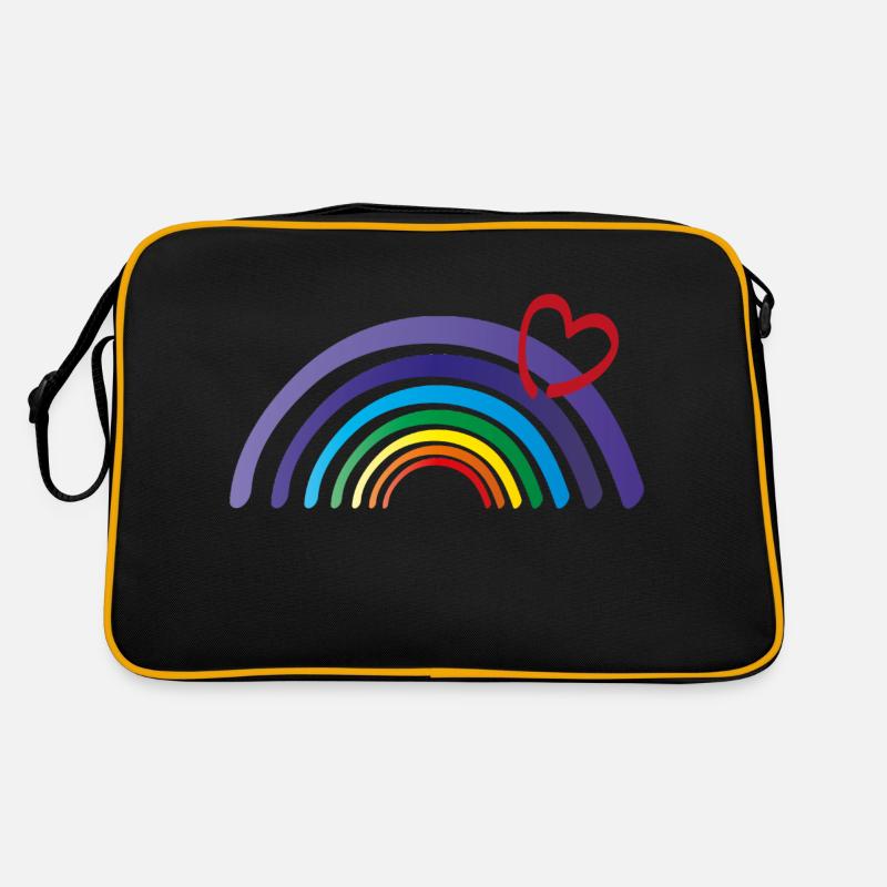 regenbogen mit herz Retro Tasche