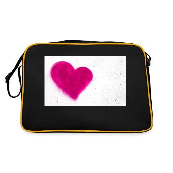 Pink heart on concrete wall - Retro Bag - black/gold - Back