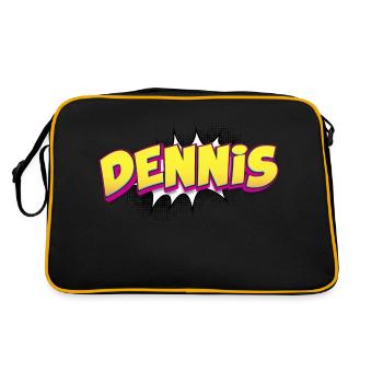 Dennis Benutzerdefinierter Name Comic Book Stil Pop Art, - Retro Tasche - Schwarz/Gold - Hinten