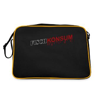 Fischkonsum Logo - Retro Tasche - Schwarz/Gold - Hinten