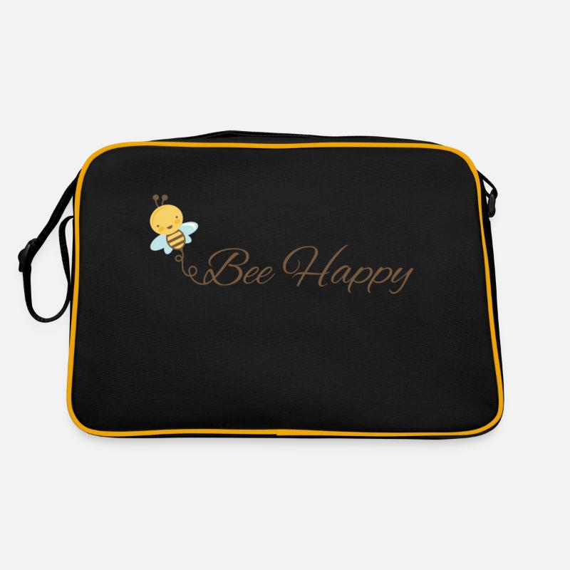 Be Happy like a bee 🐝 - Retro Tasche - Schwarz/Gold