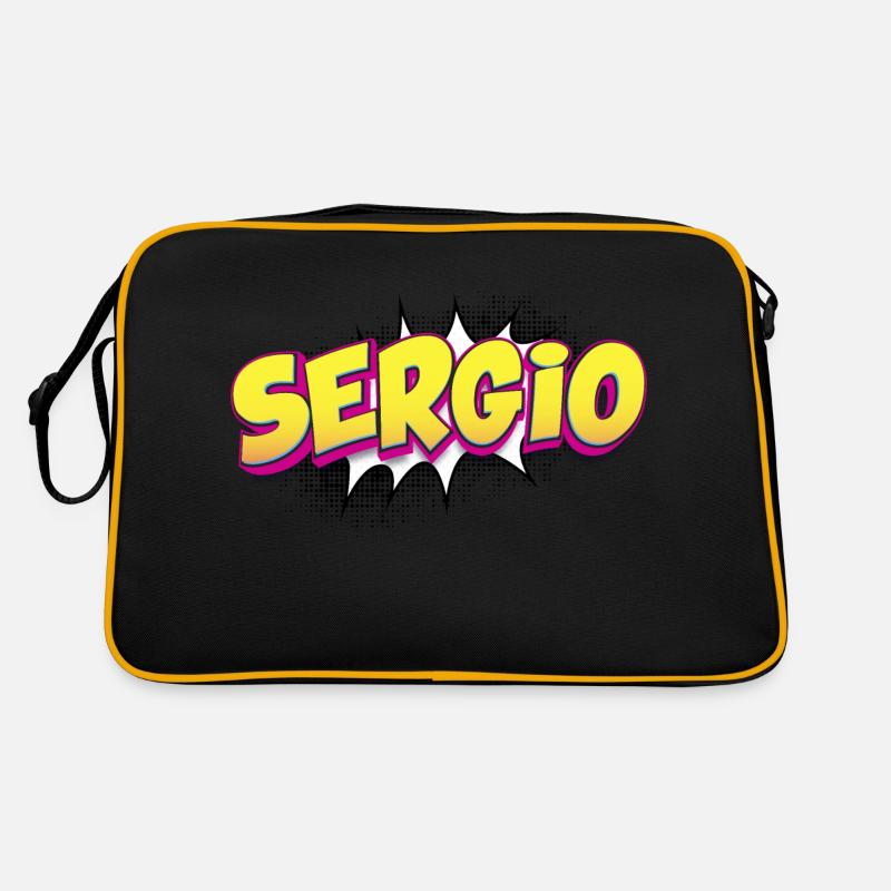 Sergio Benutzerdefinierter Name Comic-Buch-Stil Pop-Art, Retro Tasche