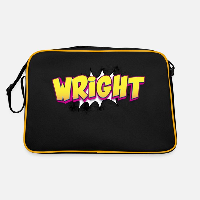Wright benutzerdefinierter Name Comic-Buch-Stil Pop-Art, - Retro Tasche - Schwarz/Gold
