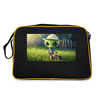 mignon petit vert rétro alien tonte de pelouse - Sac Retro - noir/or - Dos
