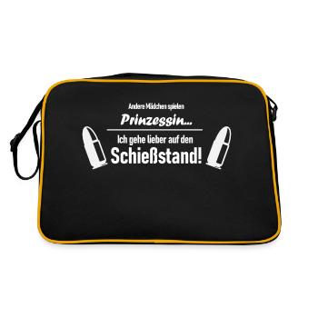 Prinzessin? Schießstand! - Retro Tasche - Schwarz/Gold - Hinten