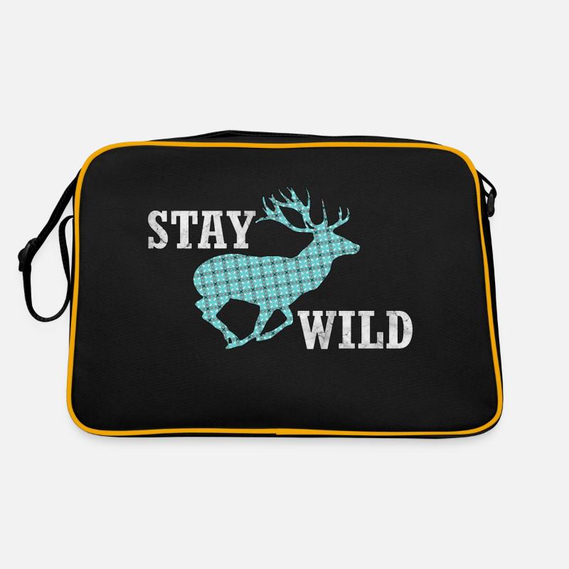 Stay Wild - laufender Hirsch mit frechem Muster Retro Tasche