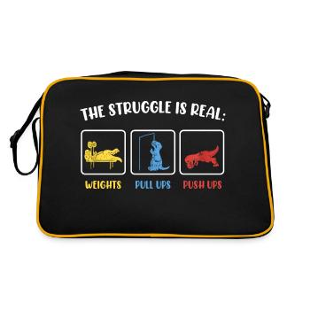 Der Kampf ist echt Dinosaurier Fitness T-Rex Gym - Retro Tasche - Schwarz/Gold - Hinten