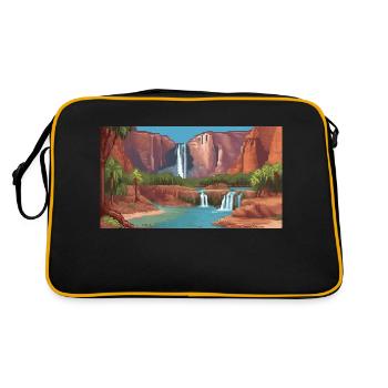 Havasu Falls, Arizona - Pixel Art - Retro Tasche - Schwarz/Gold - Hinten