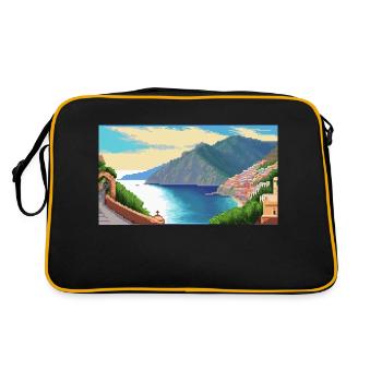Amalfi Coast, Italy - Pixel Art - Retro Bag - black/gold - Back