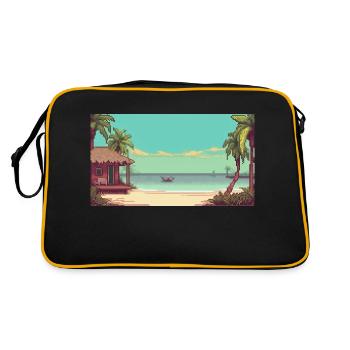 Isla Holbox, Mexico - Pixel Art - Retro Bag - black/gold - Back
