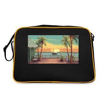 Key West, Florida - Pixelkunst - Retro Tasche - Schwarz/Gold - Hinten