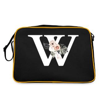 Tropischer Blumenbuchstabe - Retro Tasche - Schwarz/Gold - Hinten
