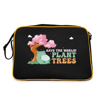 Save the World, Plant Trees - Cute Frog - Arbor - Retro Bag - black/gold - Back