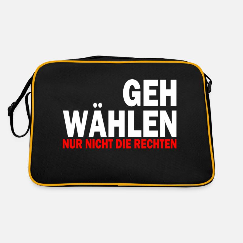 GEH WÄHLEN - Retro Tasche - Schwarz/Gold