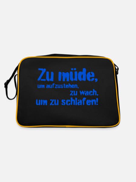 zu müde - Retro Tasche - Schwarz/Gold - Hinten