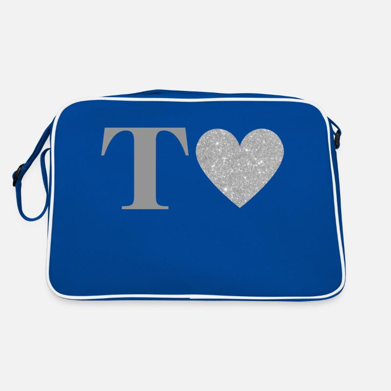 Silver Heart Letter T Retro Bag