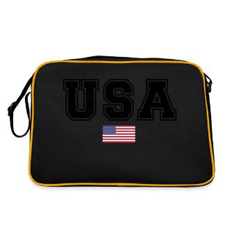 TEAM USA amerikanische Flagge Fahne unter Schrift - Retro Tasche - Schwarz/Gold - Hinten