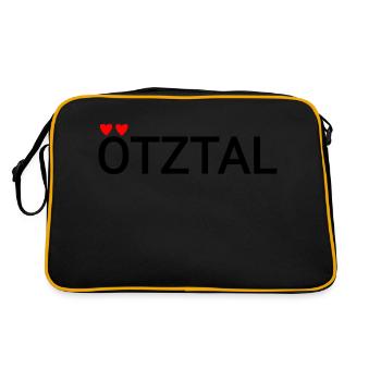 Ötztal mit Herzen - Retro Tasche - Schwarz/Gold - Hinten