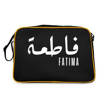 Name Fatima auf Arabisch - Retro Tasche - Schwarz/Gold - Hinten