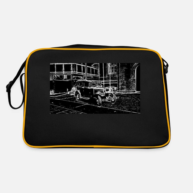 Auto Weiß Schwarz Retro Tasche