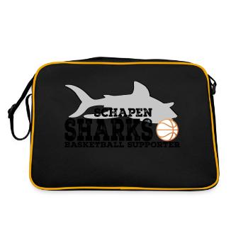 Sharks Supporter WHITE Rust Orange Ball - Retro Tasche - Schwarz/Gold - Hinten