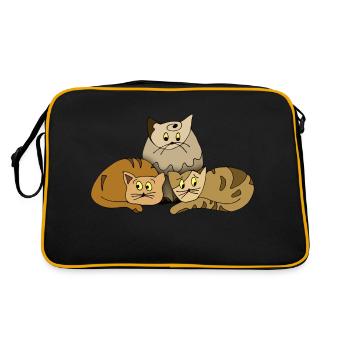 Katzen - Retro Tasche - Schwarz/Gold - Hinten