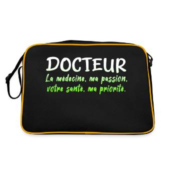Docteur médecin infirmier sante blouse blanche - Sac Retro - noir/or - Dos