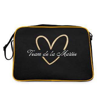 Brautteam Goldenes Herz Glitzer - Retro Tasche - Schwarz/Gold - Hinten