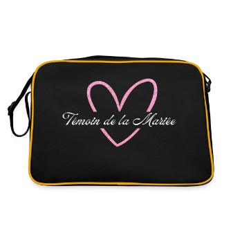 Brautzeuge Rosa Herz Glitzer - Retro Tasche - Schwarz/Gold - Hinten