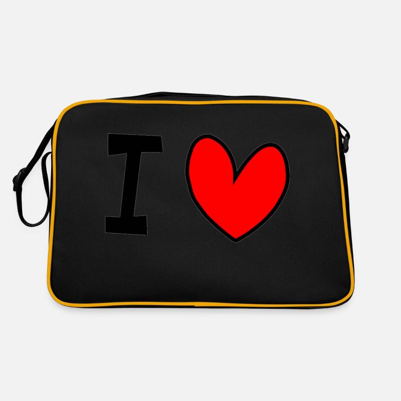 I love - Retro Tasche - Schwarz/Gold